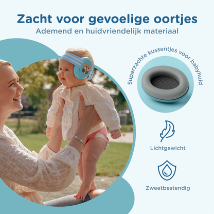 Muisstil® Gehoorbescherming Baby – Gecertificeerde Oorkappen voor baby’s en Peuters – Premium Oorbeschermers Baby - Koptelefoon Baby – Kinderkoptelefoon – 25 dB Bescherming – Blauw