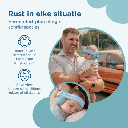 Muisstil® Gehoorbescherming Baby – Gecertificeerde Oorkappen voor baby’s en Peuters – Premium Oorbeschermers Baby - Koptelefoon Baby – Kinderkoptelefoon – 25 dB Bescherming – Blauw