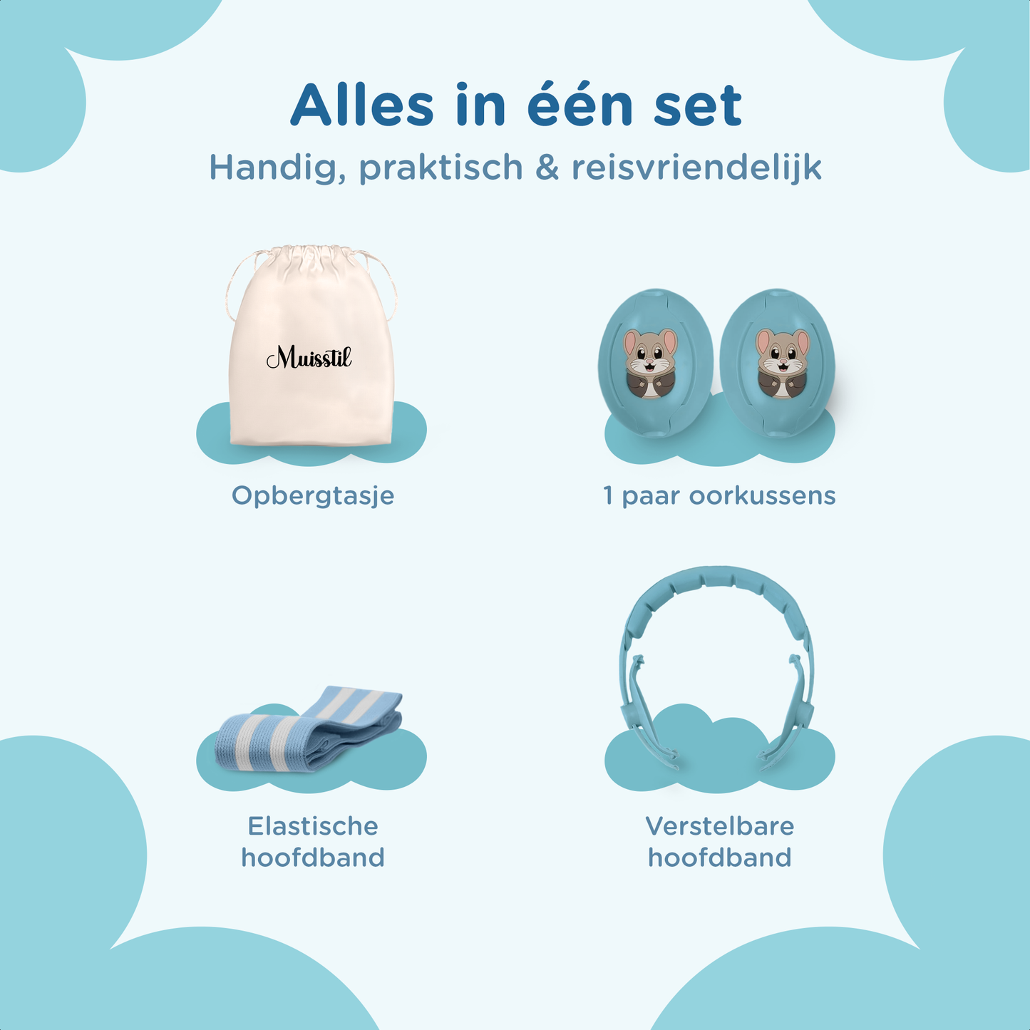 Muisstil® Gehoorbescherming Baby – Gecertificeerde Oorkappen voor baby’s en Peuters – Premium Oorbeschermers Baby - Koptelefoon Baby – Kinderkoptelefoon – 25 dB Bescherming – Blauw