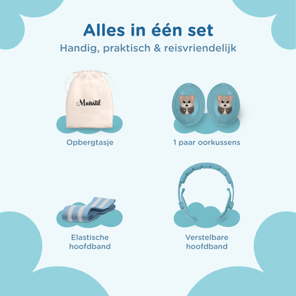Muisstil® Gehoorbescherming Baby – Gecertificeerde Oorkappen voor baby’s en Peuters – Premium Oorbeschermers Baby - Koptelefoon Baby – Kinderkoptelefoon – 25 dB Bescherming – Blauw