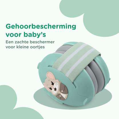 Muisstil® Gehoorbescherming Baby – Gecertificeerde Oorkappen voor baby’s en Peuters – Premium Oorbeschermers Baby - Koptelefoon Baby – Kinderkoptelefoon – 25 dB Bescherming – Groen