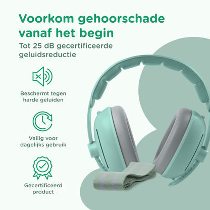 Muisstil® Gehoorbescherming Baby – Gecertificeerde Oorkappen voor baby’s en Peuters – Premium Oorbeschermers Baby - Koptelefoon Baby – Kinderkoptelefoon – 25 dB Bescherming – Groen