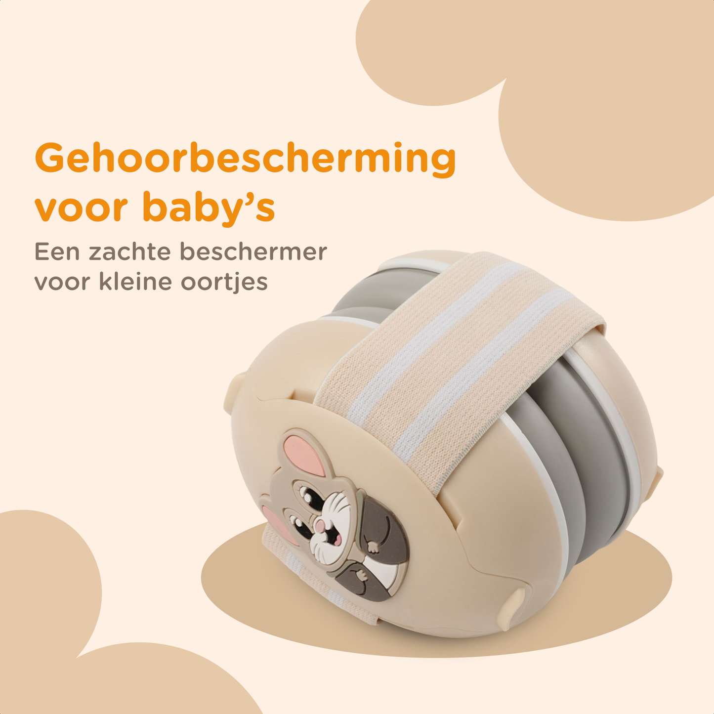 Muisstil® Gehoorbescherming Baby – Gecertificeerde Oorkappen voor baby’s en Peuters – Premium Oorbeschermers Baby - Koptelefoon Baby – Kinderkoptelefoon – 25 dB Bescherming – Beige