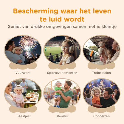 Muisstil® Gehoorbescherming Baby – Gecertificeerde Oorkappen voor baby’s en Peuters – Premium Oorbeschermers Baby - Koptelefoon Baby – Kinderkoptelefoon – 25 dB Bescherming – Beige