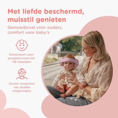 Muisstil® Gehoorbescherming Baby – Gecertificeerde Oorkappen voor baby’s en Peuters – Premium Oorbeschermers Baby - Koptelefoon Baby – Kinderkoptelefoon – 25 dB Bescherming – Roze