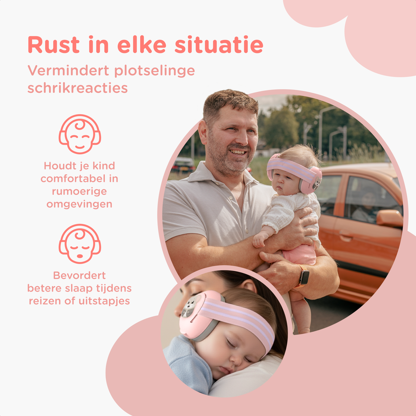 Muisstil® Gehoorbescherming Baby – Gecertificeerde Oorkappen voor baby’s en Peuters – Premium Oorbeschermers Baby - Koptelefoon Baby – Kinderkoptelefoon – 25 dB Bescherming – Roze