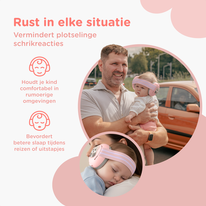 Muisstil® Gehoorbescherming Baby – Gecertificeerde Oorkappen voor baby’s en Peuters – Premium Oorbeschermers Baby - Koptelefoon Baby – Kinderkoptelefoon – 25 dB Bescherming – Roze