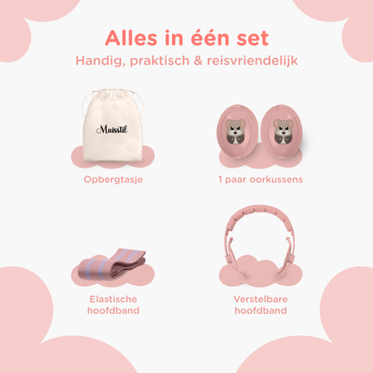 Muisstil® Gehoorbescherming Baby – Gecertificeerde Oorkappen voor baby’s en Peuters – Premium Oorbeschermers Baby - Koptelefoon Baby – Kinderkoptelefoon – 25 dB Bescherming – Roze